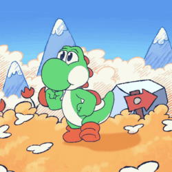 Size: 500x500 | Tagged: safe, artist:saymanart, yoshi (mario), fictional species, yoshi (species), semi-anthro, mario (series), nintendo, 2d, 2d animation, animated, cute, dancing, frame by frame, gif, low res, male, solo, solo male