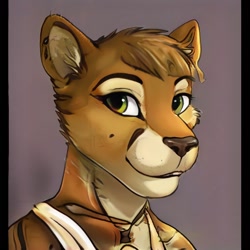 Size: 1024x1024 | Tagged: safe, artist:thisfursonadoesnotexist, oc, oc only, big cat, feline, mammal, tiger, anthro, ambiguous gender, artificial intelligence, bust, looking at you, neural network, solo, solo ambiguous