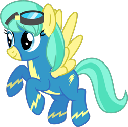 Size: 4028x4000 | Tagged: safe, artist:radomila radon, barley barrel (mlp), equine, fictional species, mammal, pegasus, pony, feral, friendship is magic, hasbro, my little pony, .svg available, absurd resolution, clothes, cute, female, flying, goggles, goggles on head, mare, older, simple background, solo, solo female, tail, transparent background, vector, wings, wonderbolts uniform