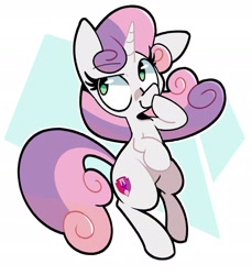 Size: 2500x2727 | Tagged: safe, artist:kurib0n, sweetie belle (mlp), equine, fictional species, mammal, pony, unicorn, feral, friendship is magic, hasbro, my little pony, boop, cute, female, filly, foal, green eyes, high res, horn, smiling, solo, solo female, tail, young