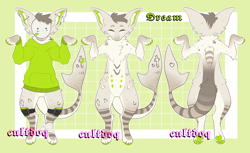 Size: 2048x1252 | Tagged: safe, artist:cultdoq, oc, oc only, oc:dream (cultdoq), canine, mammal, anthro, digitigrade anthro, dream (youtuber), minecraft, youtube, anthrofied, dream team, ear piercing, english text, fluff, furrified, industrial piercing, inspired oc, male, mask, paw pads, paws, piercing, solo, solo male, species swap, tail, text