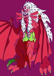 Size: 758x1059 | Tagged: safe, artist:probablykage, pitaya dragon cookie (cookie run), animate food, animate object, cookie (cookie run), dragon, fictional species, anthro, digitigrade anthro, cookie run, ambiguous gender, anthrofied, cookie, dragonified, food, furrified, gingerbread cookie, purple background, simple background, species swap