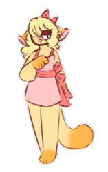 Size: 264x421 | Tagged: safe, artist:wormbrained, brooklyn hayes (lps popular), cat, feline, mammal, anthro, plantigrade anthro, lps popular, hasbro, littlest pet shop, youtube, 2019, anthrofied, blonde hair, clothes, dress, female, hair, low res, simple background, solo, solo female, transparent background