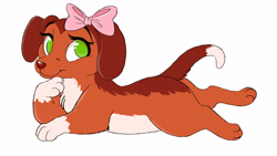 Size: 2560x1440 | Tagged: safe, artist:jhalamoo, savannah reed (lps popular), canine, dachshund, dog, mammal, feral, lps popular, hasbro, littlest pet shop, youtube, 16:9, 2018, bow, female, hair bow, simple background, solo, solo female, wallpaper, white background