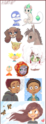 Size: 559x1489 | Tagged: safe, artist:alyssizzle-smithness, aang (avatar tla), arnold shortman (hey arnold!), snap (chalkzone), oc, oc:bear (alyssizzle-smithness), arthropod, big cat, butterfly, canine, cocker spaniel, dog, donkey, equine, feline, fictional species, human, insect, mammal, pit bull, rodent, spaniel, tiger, ambiguous form, anthro, feral, humanoid, semi-anthro, avatar: the last airbender, chalkzone, hey arnold!, nickelodeon, sly cooper (series), 2007, ambiguous gender, art dump, bengal tiger, bottomwear, breasts, chalk drawing, cigarette, clothes, ear piercing, earring, female, gloves, headshot, leonine tail, male, neckerchief, neyla (sly cooper), oekaki, oekaki (program), piercing, scar, shirt, shorts, simple background, sly 2: band of thieves, smiling, smoking, tail, topwear, white background