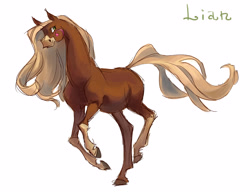 Size: 3736x2874 | Tagged: safe, artist:holivi, oc, oc only, oc:lian, equine, horse, mammal, feral, 2012, female, high res, mare, simple background, smiling, solo, solo female, tail, white background