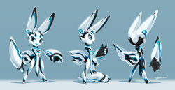 Size: 1920x994 | Tagged: safe, artist:tysontan, oc, oc:cloud white, android, lagomorph, mammal, rabbit, robot, anthro, cc by-sa, creative commons, big ears, big hands, blue eyes, ears, fur, male, reference sheet, solo, solo male, white fur