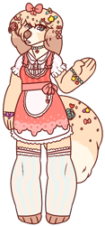 Size: 336x719 | Tagged: safe, artist:wicked-pup, oc, oc only, canine, dog, mammal, anthro, digitigrade anthro, 2014, apron, blue eyes, bow, bracelet, clothes, decora, dress, female, hair clip, jewelry, leg warmers, legwear, necklace, paws, puffy sleeves, simple background, solo, solo female, tail, toeless legwear, transparent background