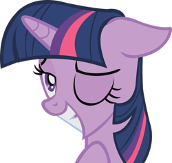 Size: 1086x1024 | Tagged: safe, artist:midnite99, twilight sparkle (mlp), equine, fictional species, mammal, pony, unicorn, feral, friendship is magic, hasbro, my little pony, female, on model, one eye closed, simple background, solo, solo female, transparent background, vector, winking