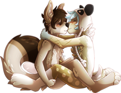 Size: 817x629 | Tagged: safe, artist:sekiryn, oc, oc only, oc x oc, bear, canine, mammal, panda, anthro, digitigrade anthro, 2013, blushing, clothes, commission, duo, duo male, eyes closed, hat, kissing, male, male/male, males only, obtrusive watermark, paws, shipping, signature, simple background, sitting, tail, transparent background, watermark