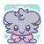 Size: 50x50 | Tagged: safe, artist:sarilain, cat, espurr, feline, fictional species, mammal, semi-anthro, nintendo, pokémon, 2013, absurdly low res, ambiguous gender, animated, black eyes, blue background, bow, chibi, cute, fluff, gif, heart, icon, looking at you, low res, paws, simple background, solo, solo ambiguous