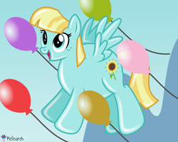 Size: 6250x5000 | Tagged: safe, artist:radomila radon, helia (mlp), equine, fictional species, mammal, pegasus, pony, feral, friendship is magic, hasbro, my little pony, .svg available, absurd resolution, balloon, female, gradient background, helium, inflation, mare, name pun, namesake, on model, pun, sky, solo, solo female, vector, wat, wings