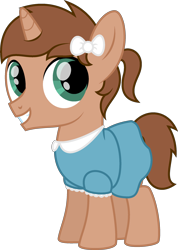 Size: 1787x2504 | Tagged: safe, artist:peternators, equine, fictional species, mammal, pony, unicorn, feral, hasbro, my little pony, clothes, colt, crossdressing, dress, foal, male, ribbon, solo, solo male, young