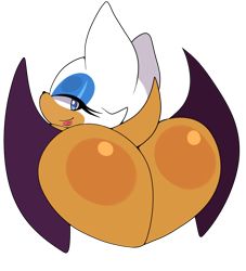 Size: 1000x1100 | Tagged: suggestive, artist:squish, rouge the bat (sonic), bat, mammal, anthro, sega, sonic the hedgehog (series), bat wings, bedroom eyes, butt, female, looking back, rear view, simple background, smiling, solo, solo female, tail, transparent background, webbed wings, wings