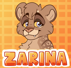 Size: 770x737 | Tagged: safe, artist:raystarkitty, oc, oc only, oc:zarina (eeriecipher), big cat, feline, lion, mammal, ambiguous form, 2020, abstract background, blue eyes, english text, female, heart, heart eyes, lioness, looking at you, signature, solo, solo female, text, watermark, wingding eyes
