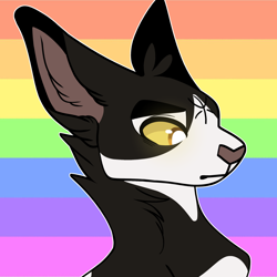 Size: 1280x1280 | Tagged: safe, artist:lovesilkes, part of a set, tallstar (warrior cats), cat, feline, mammal, feral, warrior cats, 2018, flag, gay pride flag, male, pride, pride flag, solo, solo male