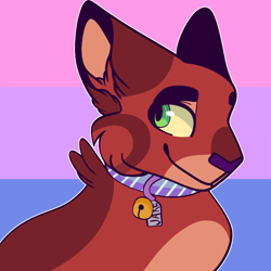 Size: 1280x1280 | Tagged: safe, artist:lovesilkes, part of a set, jake (warrior cats), cat, feline, mammal, feral, warrior cats, 2018, bell, bisexual pride flag, collar, flag, male, pet tag, pride, pride flag, solo, solo male