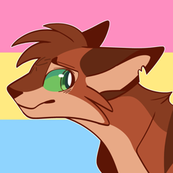 Size: 1280x1280 | Tagged: safe, artist:lovesilkes, part of a set, firestar (warrior cats), cat, feline, mammal, feral, warrior cats, 2018, flag, male, pansexual pride flag, pride, pride flag, solo, solo male