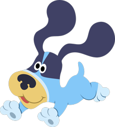 Size: 2001x2198 | Tagged: safe, artist:thatusualguy06, blue (blue's clues), bluey heeler (bluey), australian cattle dog, canine, dog, mammal, feral, blue's clues, bluey (series), nickelodeon, crossover, female, fusion, high res, long ears, paws, puppy, simple background, solo, solo female, tail, transparent background, vector, young