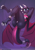 Size: 848x1200 | Tagged: suggestive, artist:chrysalisdraws, cynder the dragon (spyro), dragon, fictional species, western dragon, anthro, spyro the dragon (series), the legend of spyro, armpits, butt, choker, claws, cute, dragoness, female, flat chest, flying, hand behind head, horns, jewelry, looking sideways, shackles, smiling, solo, solo female, spread wings, tail, wings