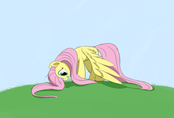 Size: 1280x865 | Tagged: safe, artist:taurson, fluttershy (mlp), equine, fictional species, mammal, pegasus, pony, feral, friendship is magic, hasbro, my little pony, female, grazing, herbivore, mare, solo, solo female, tail, wings