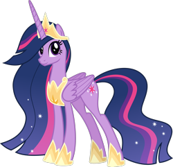 Size: 4146x4000 | Tagged: safe, artist:radomila radon, twilight sparkle (mlp), alicorn, equine, fictional species, mammal, pony, feral, friendship is magic, gameloft, hasbro, my little pony, .svg available, 2020, absurd resolution, clothes, crown, feathered wings, feathers, female, folded wings, horn, inkscape, looking at you, mare, older, peytral, regalia, shoes, simple background, solo, solo female, tail, transparent background, vector, wings