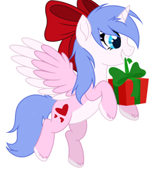 Size: 2712x2936 | Tagged: safe, artist:alfury, artist:starshade, oc, oc only, oc:rioshi sweet, alicorn, equine, fictional species, mammal, pony, feral, friendship is magic, hasbro, my little pony, bow, female, hair bow, high res, horn, mare, simple background, solo, solo female, tail, white background, wings