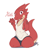 Size: 1050x1200 | Tagged: safe, artist:louart, oc, oc only, oc:kaida (louart), fictional species, kobold, reptile, anthro, bottomwear, clothes, female, kneeling, looking at you, red body, shorts, signature, simple background, solo, solo female, tail, tank top, topwear, waving, white background