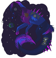 Size: 1108x1144 | Tagged: safe, artist:voidstar123, oc, oc only, canine, mammal, wolf, feral, ambiguous gender, fur, simple background, solo, solo ambiguous, space, tail, transparent background