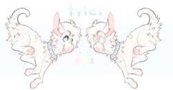 Size: 1180x618 | Tagged: safe, artist:localtanuki, oc, oc only, oc:tyler (localtanuki), canine, dog, mammal, feral, fur, male, paw pads, paws, reference sheet, solo, solo male, tail