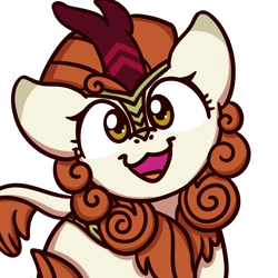 Size: 1000x1000 | Tagged: safe, alternate version, artist:sugar morning, autumn blaze (mlp), equine, fictional species, kirin, mammal, feral, friendship is magic, hasbro, my little pony, :3, avatar, bust, cat face, commission, cute, female, fur, hair, happy, looking at you, open mouth, simple background, smiling, solo, solo female, tail, transparent background, wings, ych result