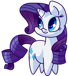 Size: 900x1000 | Tagged: safe, artist:zoiby, rarity (mlp), equine, fictional species, mammal, pony, unicorn, feral, friendship is magic, hasbro, my little pony, chibi, eyeshadow, female, fur, horn, makeup, mare, simple background, smiling, solo, solo female, tail, transparent background