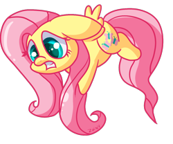 Size: 1200x1000 | Tagged: safe, artist:zoiby, fluttershy (mlp), equine, fictional species, mammal, pegasus, pony, feral, friendship is magic, hasbro, my little pony, chibi, feathered wings, feathers, female, flying, fur, mare, signature, simple background, solo, solo female, spread wings, tail, transparent background, wings