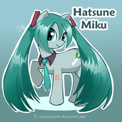 Size: 600x600 | Tagged: safe, artist:winechan, miku hatsune (vocaloid), equine, mammal, pony, feral, friendship is magic, hasbro, my little pony, vocaloid, clothes, crossover, female, feralized, furrified, hair, mare, necktie, ponified, solo, solo female, species swap, twintails