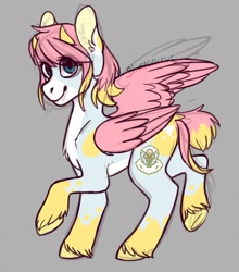 Size: 1124x1280 | Tagged: safe, artist:ghostycactus, equine, fictional species, mammal, pegasus, pony, feral, friendship is magic, hasbro, my little pony, ambiguous gender, feathered wings, feathers, hooves, pwings spraed, solo, solo ambiguous, unshorn fetlocks, wings
