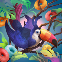 Size: 1000x1000 | Tagged: safe, artist:tsaoshin, toucan sam (kellogg's), bird, toco toucan, toucan, feral, lifelike feral, kellogg's, 2018, beak, claws, feathers, feralized, froot loops, male, non-sapient, realistic, solo, solo male, tail, tail feathers, talons, wings