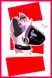 Size: 1080x1596 | Tagged: safe, artist:absalon422, fictional species, mammal, protogen, anthro, fluff, magenta eyes, male, simple background, solo, solo male