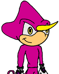 Size: 360x450 | Tagged: artist needed, safe, espio the chameleon (sonic), chameleon, lizard, reptile, anthro, sega, sonic the hedgehog (series), artwork, game, horn, low res, male, smiling, solo, solo male, tail