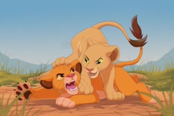 Size: 1024x683 | Tagged: safe, artist:azzai, nala (the lion king), simba (the lion king), big cat, feline, lion, mammal, feral, cc by-nc-nd, creative commons, disney, the lion king, 2019, duo, female, lioness, male, paw pads, paws