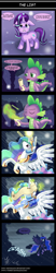 Size: 1112x5395 | Tagged: safe, artist:edowaado, princess celestia (mlp), princess luna (mlp), spike (mlp), starlight glimmer (mlp), alicorn, dragon, equine, fictional species, mammal, pony, unicorn, western dragon, feral, semi-anthro, friendship is magic, hasbro, my little pony, 2016, comic, female, male, now you fucked up, this will end in pain, wat