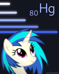 Size: 6400x8000 | Tagged: safe, artist:parclytaxel, part of a set, vinyl scratch (mlp), equine, fictional species, mammal, pony, unicorn, feral, series:joycall6's periodic table, friendship is magic, hasbro, my little pony, .svg available, 2020, absurd resolution, black background, bust, chemistry, cute, female, fluorescent lamp, horn, hydrargyrum, lamp, lights, looking up, mare, mercury (element), on model, periodic table, simple background, solo, solo female, vector