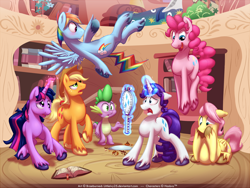 Size: 1000x751 | Tagged: dead source, safe, artist:braeburned, applejack (mlp), fluttershy (mlp), pinkie pie (mlp), rainbow dash (mlp), rarity (mlp), twilight sparkle (mlp), earth pony, equine, fictional species, mammal, pegasus, pony, unicorn, feral, friendship is magic, hasbro, my little pony, 2013, blue eyes, blue fur, blushing, book, bubble berry (mlp), butterscotch (mlp), clothes, cowboy hat, cutie mark, derp, dusk shine (mlp), elusive (mlp), feathered wings, feathers, female to male, floppy ears, flying, freckles, fur, green eyes, green scales, group, hair, happy, hat, hooves, implied penis, indoors, jumping, looking at something, magenta eyes, magic, magic aura, male, males only, mirror, open mouth, orange fur, pink fur, pink hair, purple body, purple eyes, purple fur, purple hair, rainbow blitz (mlp), rainbow hair, raised leg, rule 63, scales, spread wings, stallion, surprised, telekinesis, transformation, transgender transformation, unshorn fetlocks, white fur, wings, worried, yellow fur, yellow hair, young
