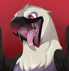Size: 1243x1280 | Tagged: suggestive, artist:rindeadsong, bird, bird of prey, eagle, feral, ambiguous gender, bust, mawshot, open mouth, saliva, sanya, solo, solo ambiguous, tongue, tongue out