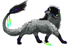 Size: 600x400 | Tagged: safe, artist:soliivagant, oc, oc only, canine, feline, fictional species, hybrid, mammal, feral, 2013, kiamara, male, simple background, solo, solo male, tail, transparent background