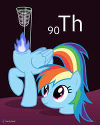 Size: 4000x5000 | Tagged: safe, artist:parclytaxel, part of a set, rainbow dash (mlp), dullahan, equine, fictional species, mammal, pegasus, pony, feral, series:joycall6's periodic table, friendship is magic, hasbro, my little pony, .svg available, 2020, absurd resolution, chemistry, disembodied head, female, fire, headless, looking up, mare, modular, not salmon, on model, periodic table, solo, solo female, tail, thorium, vector, wat, wings