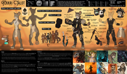 Size: 9054x5280 | Tagged: safe, alternate version, artist:crabbyraccoon, artist:fek, artist:lukiri, artist:tatiilange, artist:twistedhound, artist:zawmg, oc, oc only, oc:arvie dreadmaw, oc:fekkri talot, feline, fictional species, mammal, tabaxi, anthro, digitigrade anthro, dungeons & dragons, absurd resolution, accessories, areola, bandanna, belt, body paint, bone, brown fur, clothes, collage, color palette, dagger, detailed, ear piercing, earring, english text, feather, front view, fur, hat, loincloth, looking sideways, male, paw pads, paws, pendant, picture-in-picture, piercing, raised leg, rear view, reference sheet, ring, scar, shield, short tail, silhouette, size comparison, skull, solo, solo focus, solo male, spotted fur, spread arms, tail, tan fur, teal eyes, three-quarter view, tricorne, underpaw, weapon, whiskers