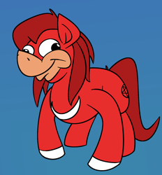 Size: 1280x1378 | Tagged: safe, artist:cowsrtasty, knuckles the echidna (sonic), earth pony, equine, fictional species, mammal, pony, feral, friendship is magic, hasbro, my little pony, sega, sonic the hedgehog (series), 2018, crossover, feralized, male, meme, not salmon, ponified, solo, solo male, species swap, ugandan knuckles, wat