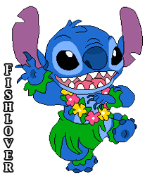 Size: 216x262 | Tagged: safe, artist:fishlover, stitch (lilo & stitch), alien, experiment (lilo & stitch), fictional species, semi-anthro, disney, lilo & stitch, 2010, 4 fingers, 4 toes, black nose, blue fur, blue nose, blue paw pads, dancing, ears, fluff, fur, grass skirt, head fluff, hula, lei, low res, male, on model, open mouth, open smile, pixel art, raised leg, simple background, smiling, solo, solo male, torn ear, transparent background