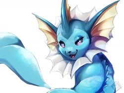 Size: 1600x1200 | Tagged: safe, artist:tartiicat, eeveelution, fictional species, vaporeon, feral, nintendo, pokémon, ambiguous gender, looking at you, looking back, looking back at you, solo, solo ambiguous, tail