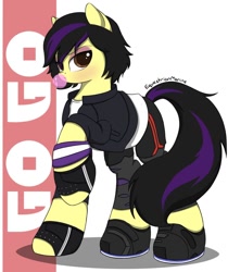 Size: 1024x1218 | Tagged: safe, artist:equestrianmarine, gogo tomago (big hero 6), earth pony, equine, fictional species, mammal, pony, feral, big hero 6, disney, friendship is magic, hasbro, my little pony, crossover, female, feralized, furrified, mare, ponified, solo, solo female, species swap